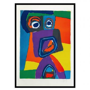 Karel Appel, "Le chanteur inconnu", lithographie en couleurs sur papier, signée et numérotée, de 1969