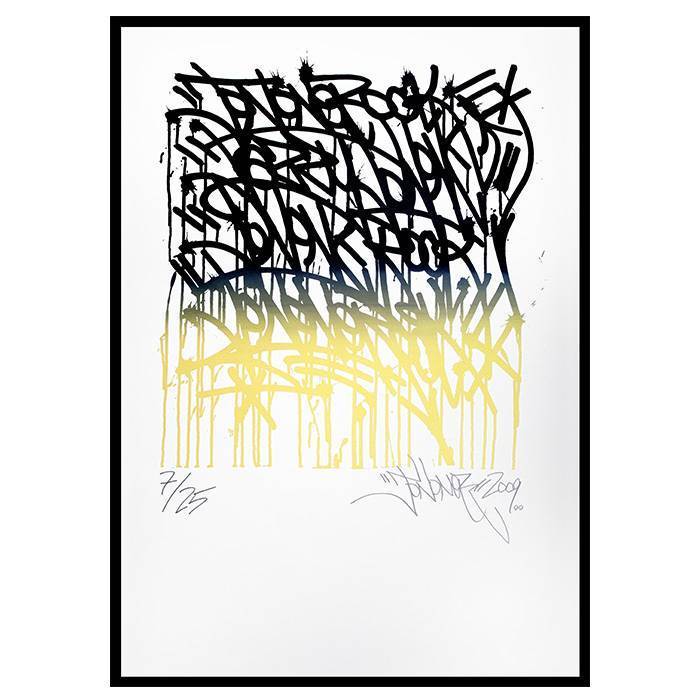 JonOne, "Urban calligraphy", sérigraphie en deux couleurs sur papier, signée, numérotée et datée, de 2009 - 00pp