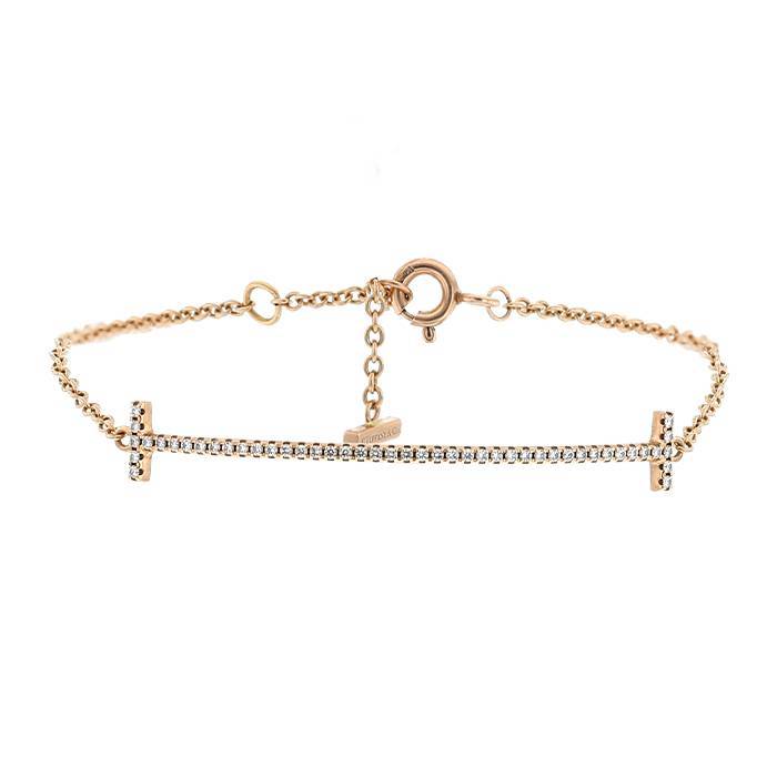 Bracelet Tiffany & Co Smile T en or rose et diamants - 00pp