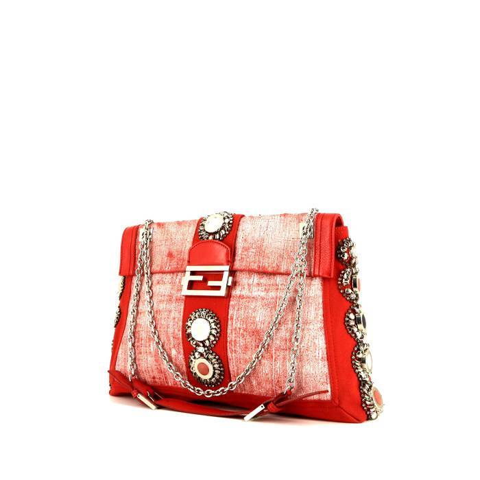 Fendi handbag in red and white canvas - 00pp