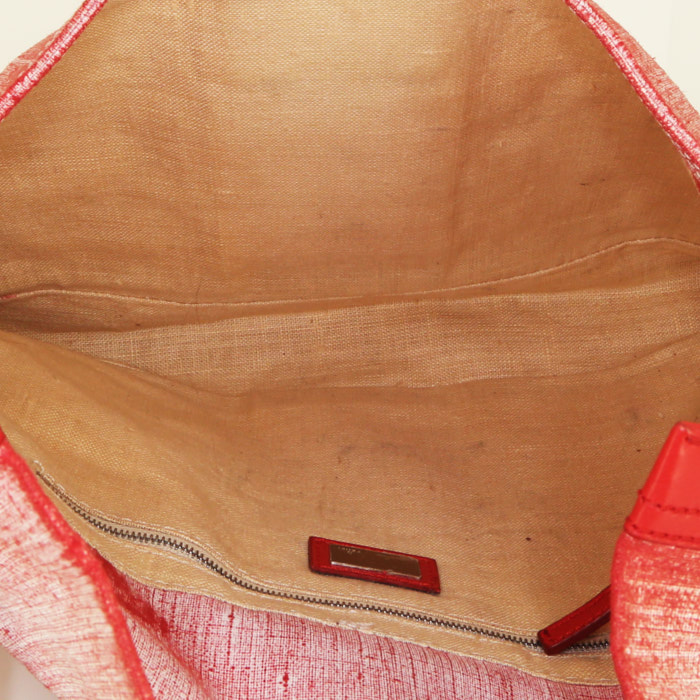 Fendi handbag in red and white canvas - Detail D3