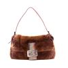 Fendi Baguette handbag  in brown and pink synthetic furr  and pink leather - 360 thumbnail