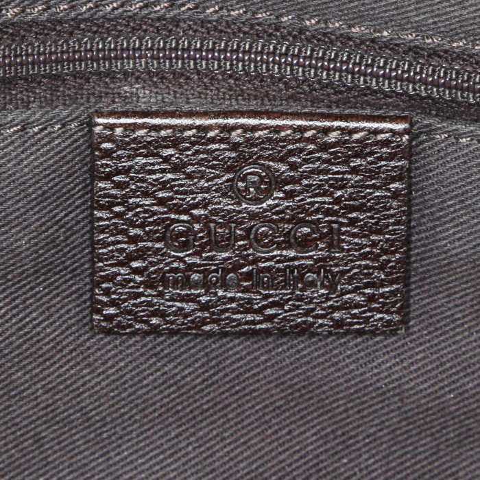 Bolso de mano Gucci Gucci Vintage en lona Monogram gris y cuero marrón - Detail D3