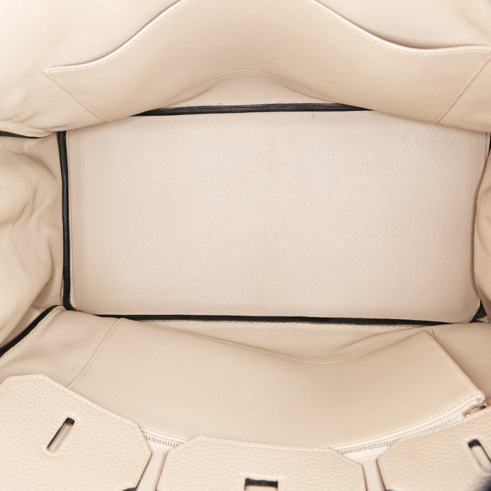 Sac à main Hermes Birkin 35 cm en cuir togo gris-tourterelle - Detail D2