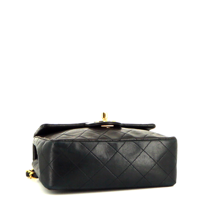 Chanel Mini Timeless handbag in black quilted leather - Detail D4