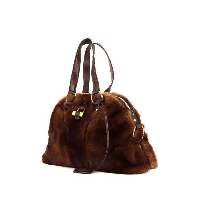 Yves Saint Laurent Muse handbag in fawn and brown Café furr and leather - 00pp
