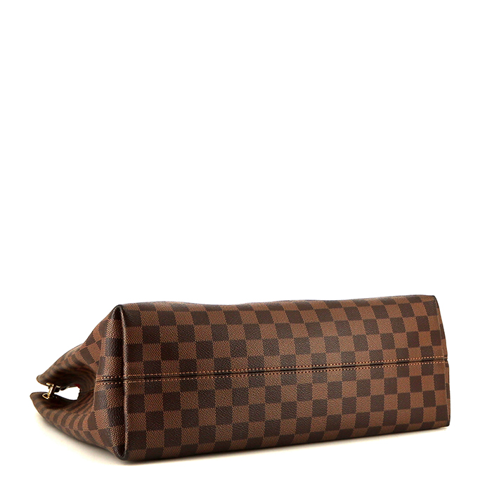 Louis Vuitton  Graceful handbag  in ebene damier canvas  and brown leather - Detail D4