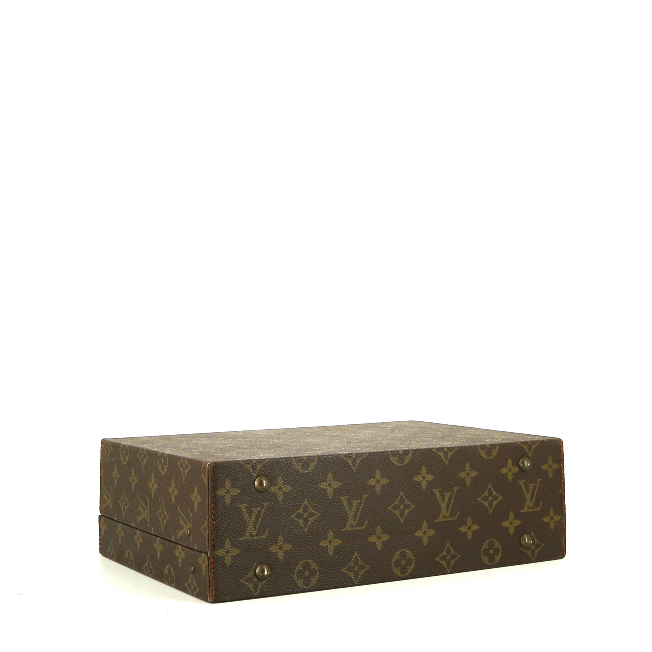 Louis Vuitton jewelry box in brown monogram canvas and natural leather - Detail D4
