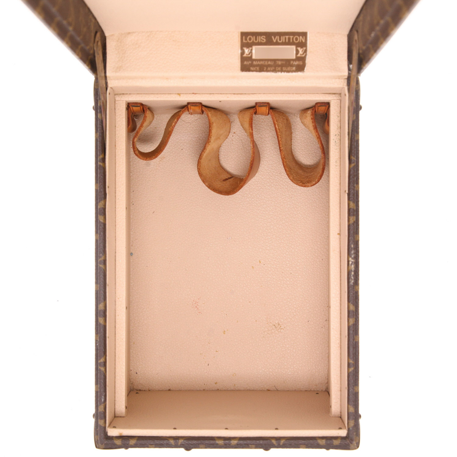 Vanity Louis Vuitton  Boîte à flacons en toile monogram marron et cuir naturel - Detail D3