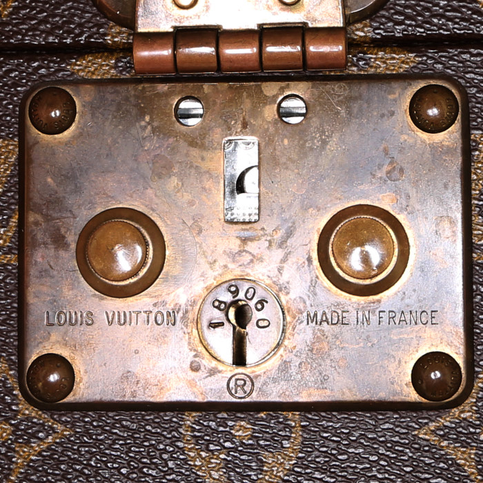 Vanity Louis Vuitton  Boîte à flacons en lona Monogram marrón y cuero natural - Detail D4