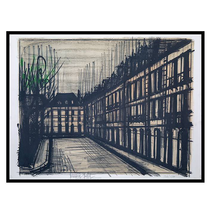 Bernard Buffet, "La place des Vosges", lithograph in colors on Arches paper, signed and numbered, of 1962 - 00pp