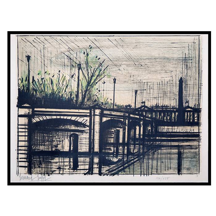 Bernard Buffet, "Le pont de la Concorde", lithograph in colors on Arches paper, signed and numbered, of 1962 - 00pp