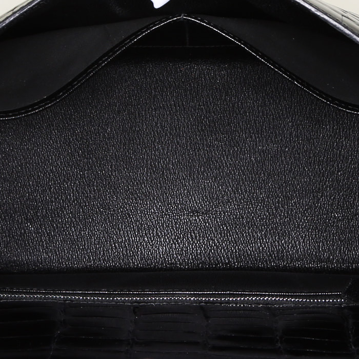 Hermes Kelly 32 cm handbag in black porosus crocodile - Detail D3