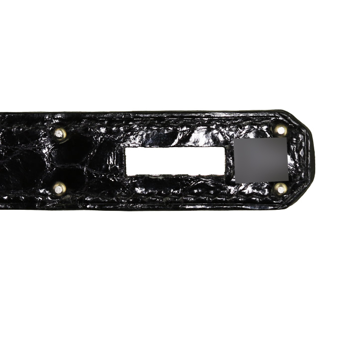 Hermes Kelly 32 cm handbag in black porosus crocodile - Detail D5