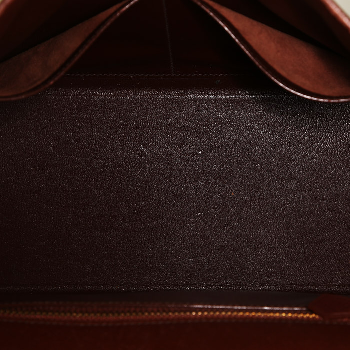 Sac à main Hermès Kelly 28 cm en cuir Courchevel marron - Detail D3