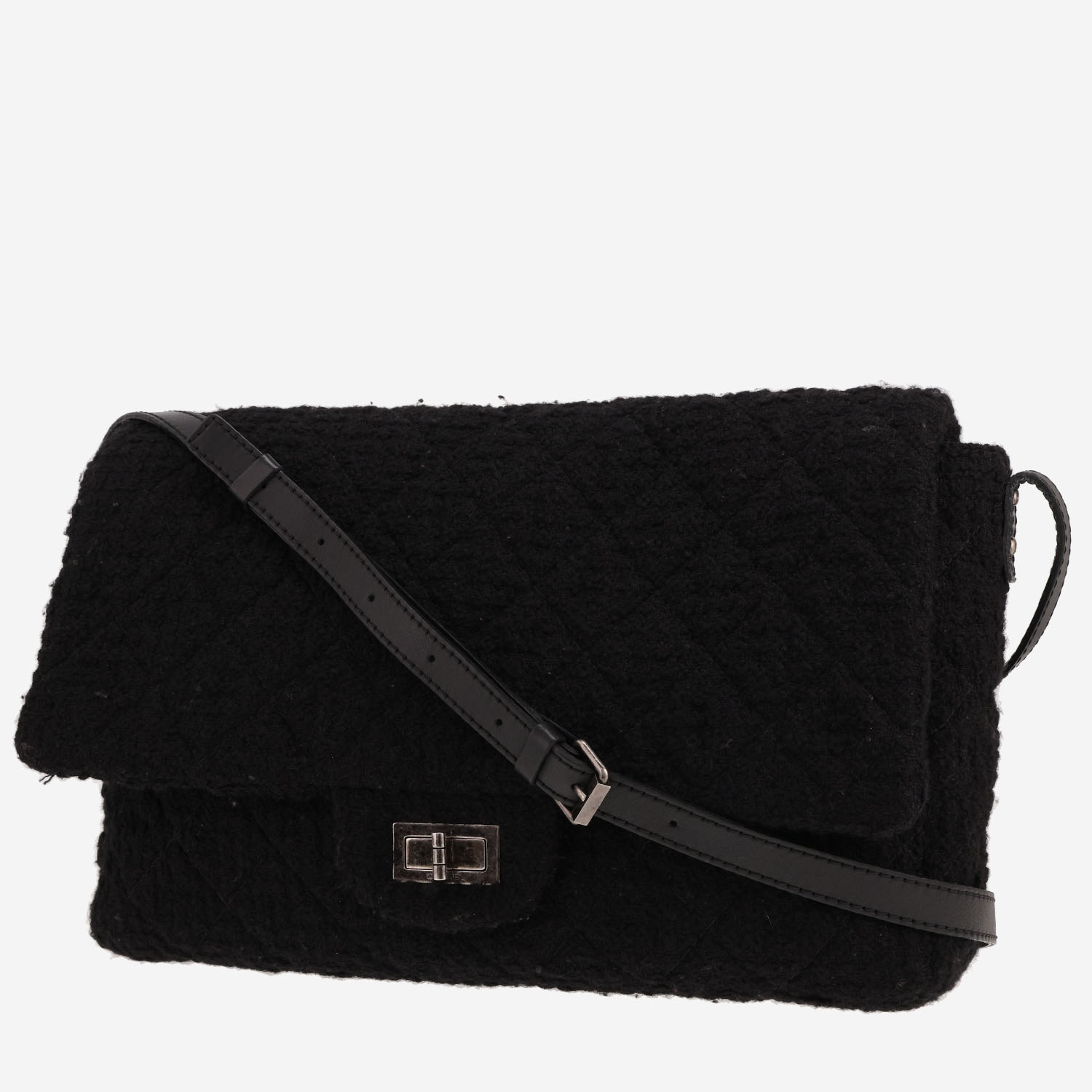 Chanel Messenger shoulder bag in black jersey and black leather