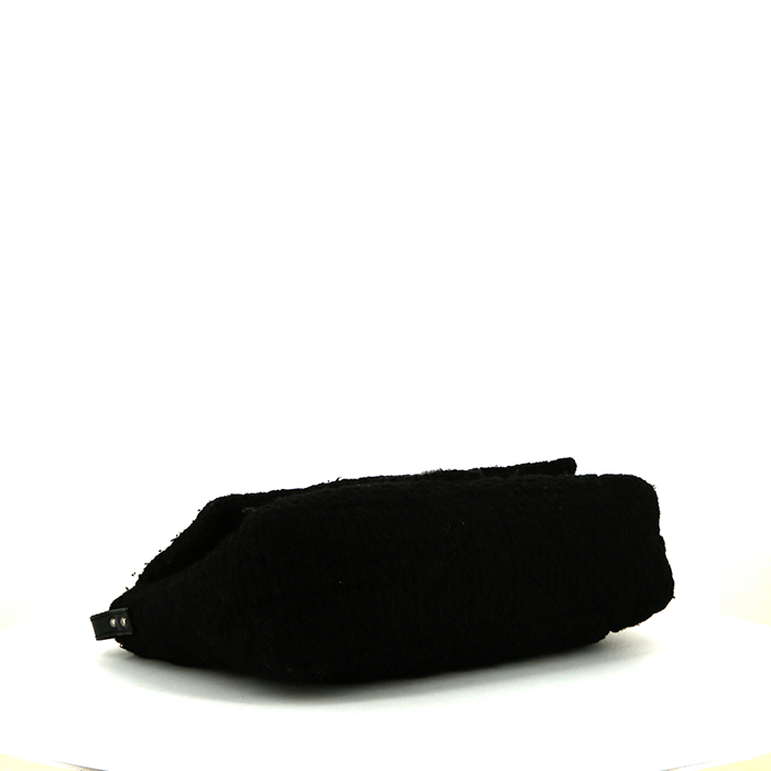 Chanel  Messenger shoulder bag  in black jersey  and black leather - Detail D4