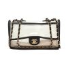 Bolso de mano Chanel Timeless en vinilo transparente y cuero negro - 360 thumbnail