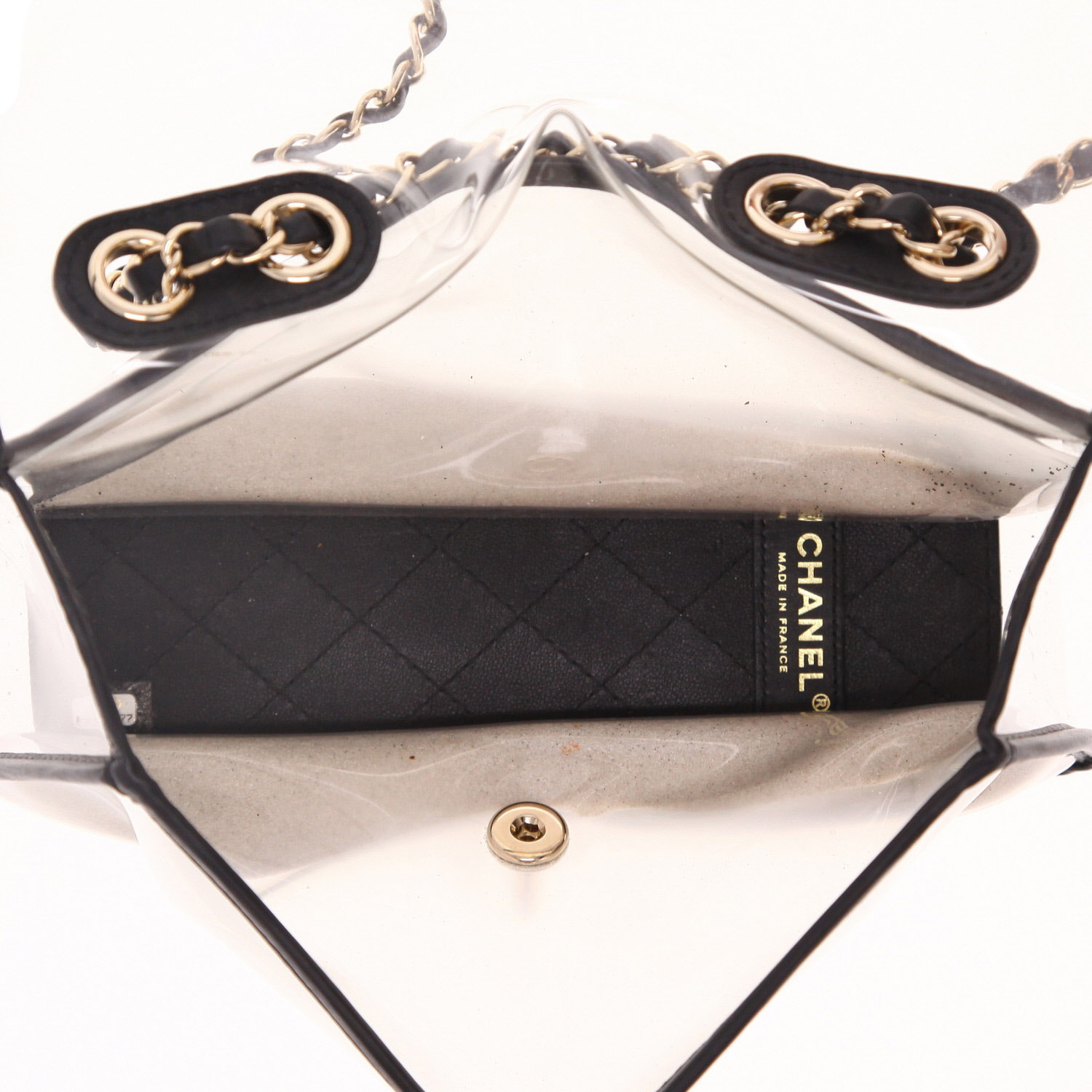 Borsa Chanel Timeless in PVC trasparente e pelle nera - Detail D3