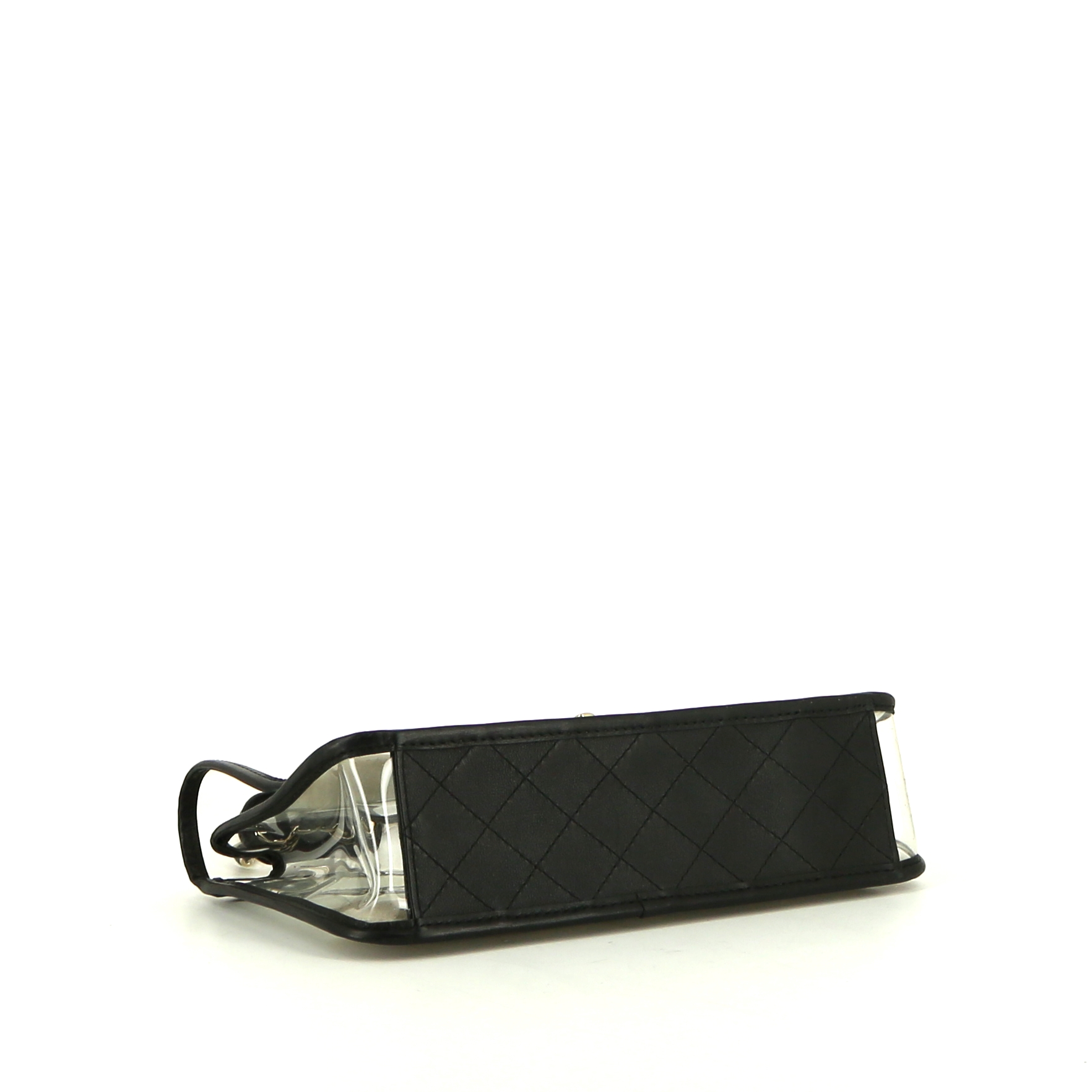 Chanel Timeless handbag in transparent vinyl and black leather - Detail D5
