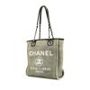 Sac cabas Chanel  Deauville en toile grise et cuir noir - 00pp thumbnail