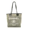 Shopping bag Chanel  Deauville in tela grigia e pelle nera - 360 thumbnail