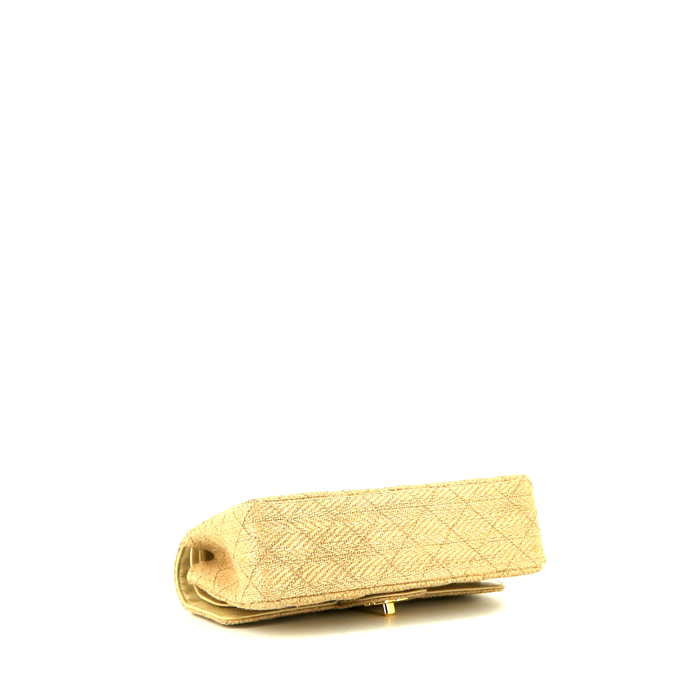 Chanel Timeless handbag in beige raphia - Detail D5