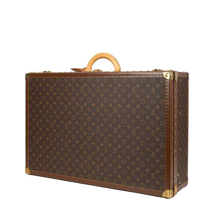 Valigia Louis Vuitton  Alzer 70 in tela monogram marrone e pelle naturale - Detail D2