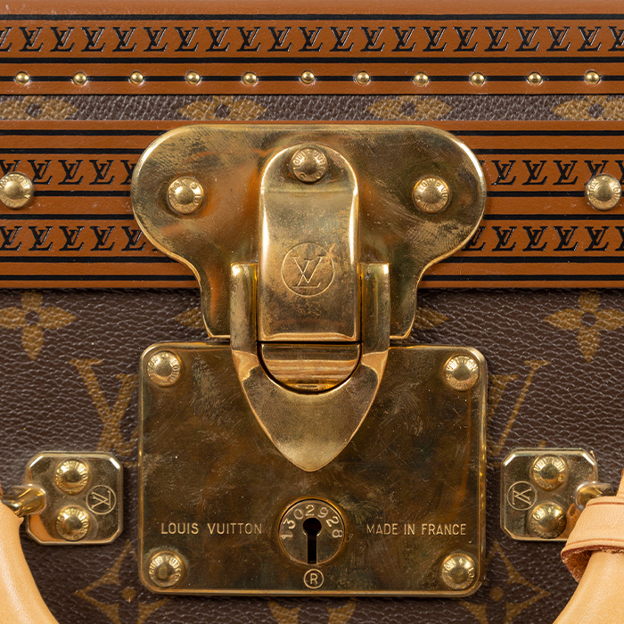 Louis Vuitton Alzer 70 suitcase in brown monogram canvas and natural leather - Detail D4