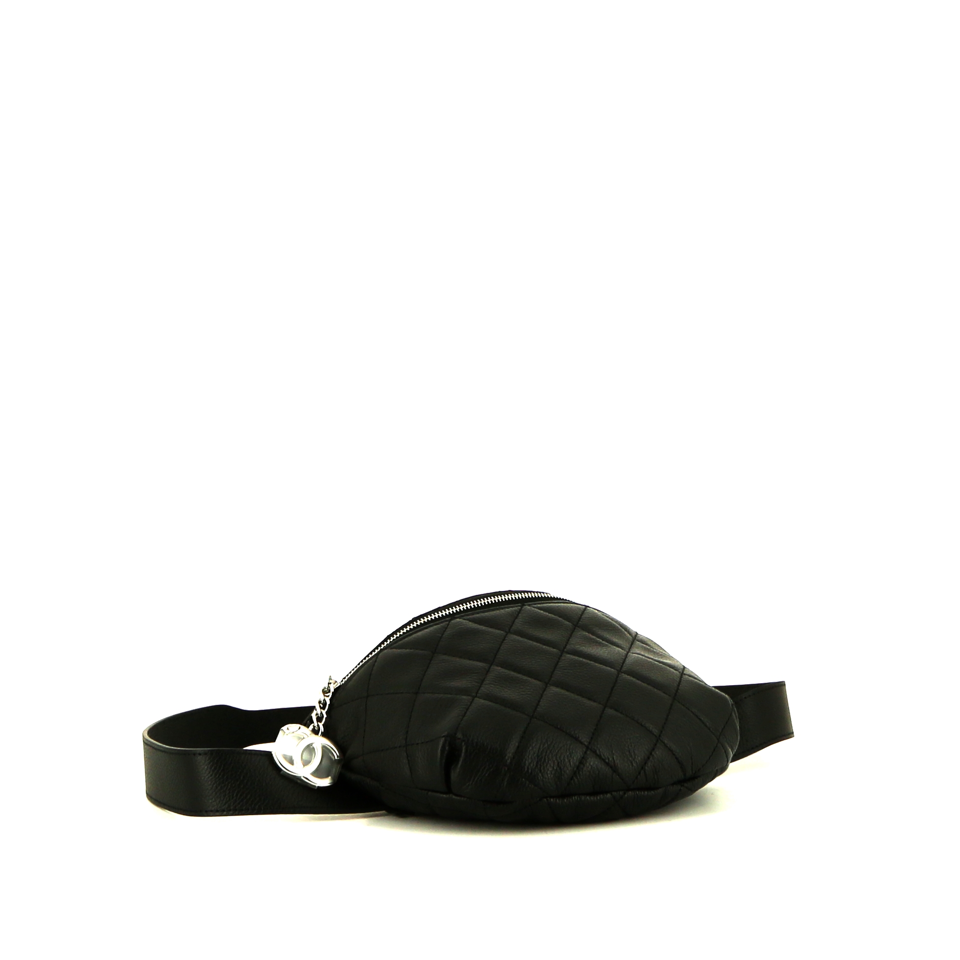 Chanel clutch-belt in black quilted grained leather - Detail D4