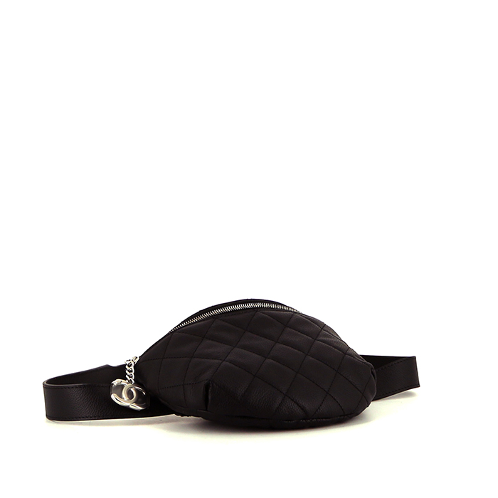 Chanel clutch-belt in black quilted grained leather - Detail D4