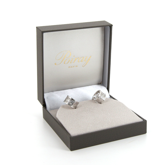 Pendientes Poiray Coeur Fil en oro blanco - Detail D2