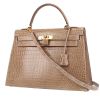 Hermes Kelly 32 cm handbag in beige Ficelle porosus crocodile - 00pp thumbnail