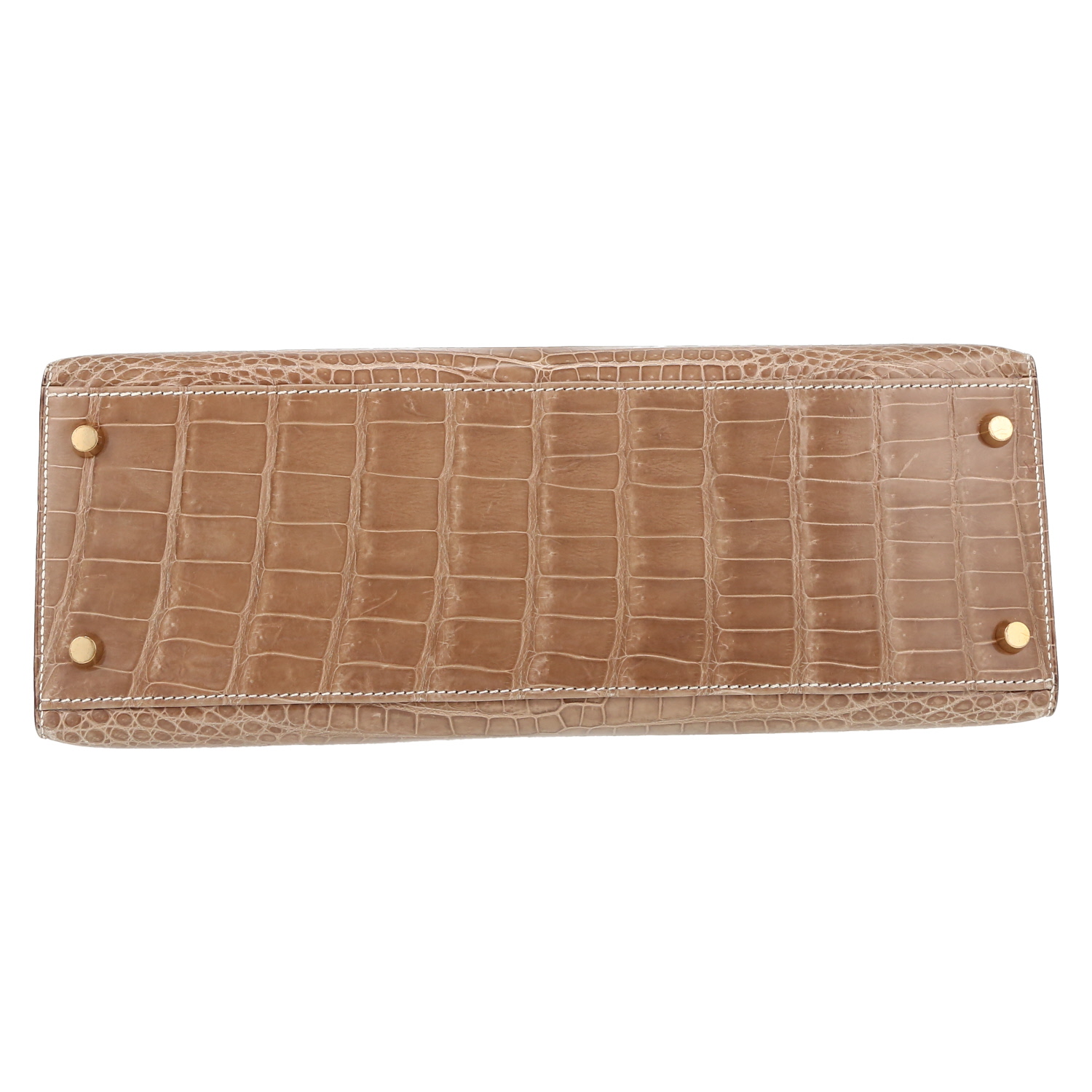 Hermès  Kelly 32 cm handbag  in beige porosus crocodile - Detail D4
