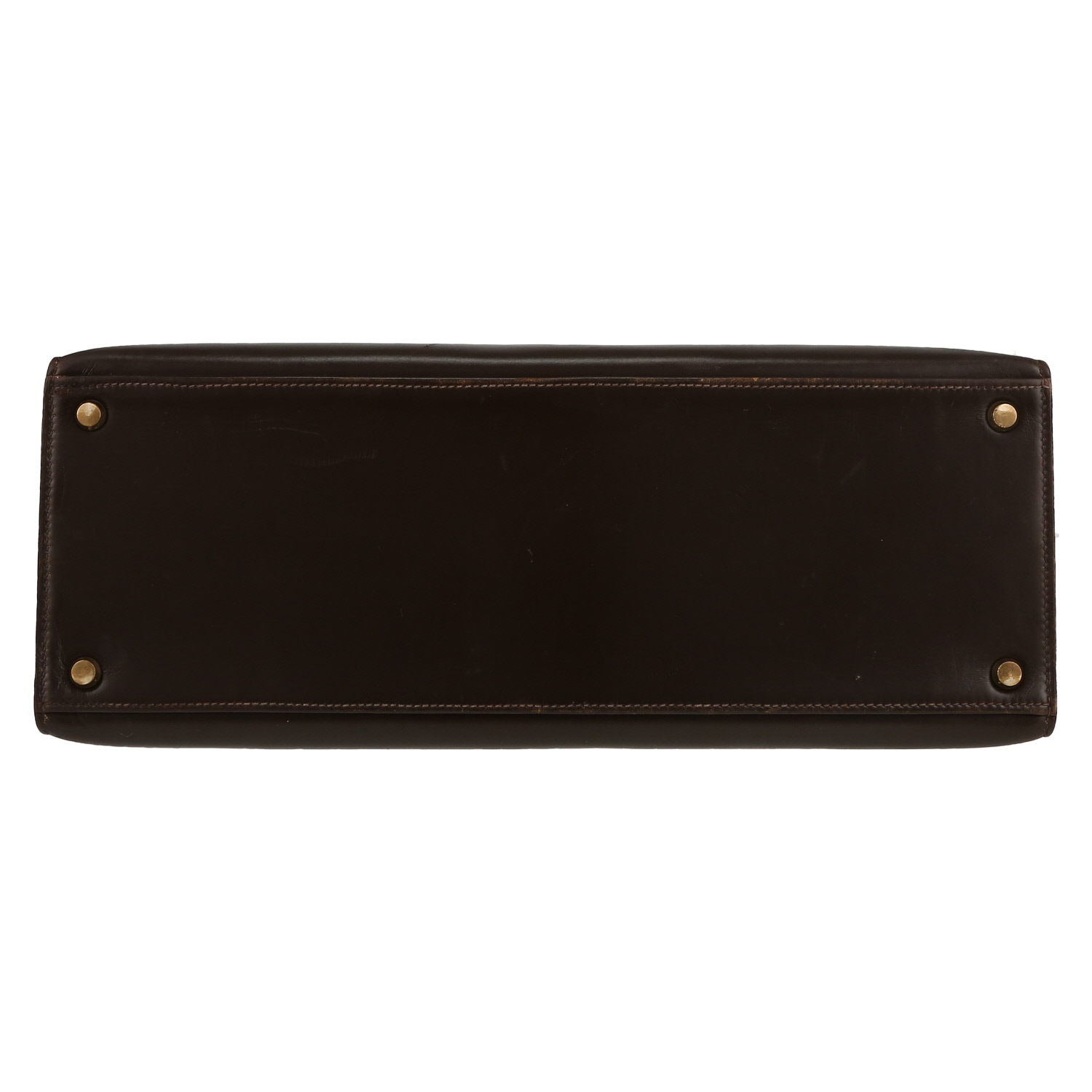 Hermès  Kelly 35 cm handbag  in brown box leather - Detail D1