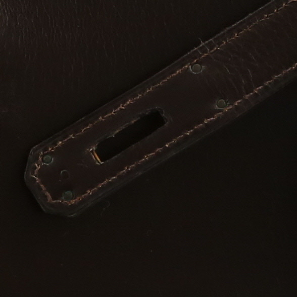 Bolso de mano Hermès  Kelly 35 cm en cuero box marrón - Detail D3