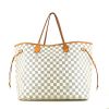 Shopping bag Louis Vuitton Neverfull modello grande in tela cerata con motivo a scacchi e pelle naturale - 360 thumbnail
