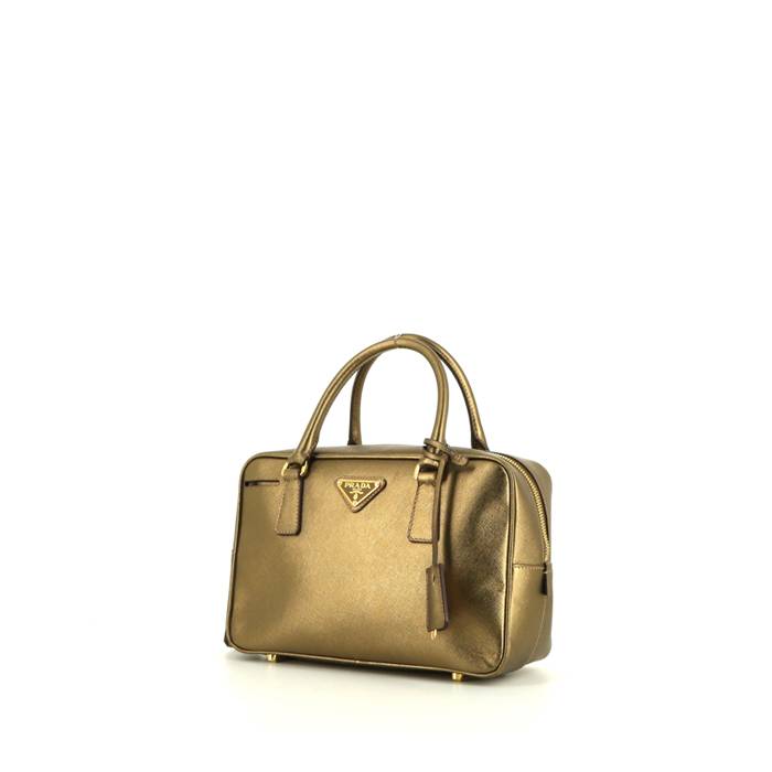 Prada Bowling handbag in gold leather saffiano - 00pp