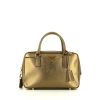 Prada Bowling handbag in gold leather saffiano - 360 thumbnail