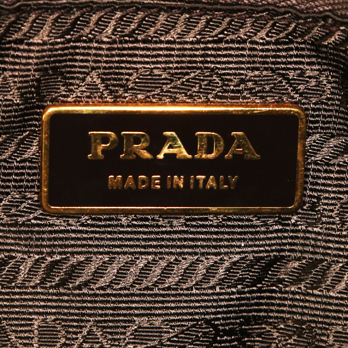 Prada Bowling handbag in gold leather saffiano - Detail D3