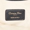 Pochette Dior in tessuto a monogramma Oblique blu marino e beige con motivo e pelle nera - Detail D4 thumbnail