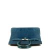 Hermes Birkin 35 cm handbag in blue Mykonos porosus crocodile - 360 Front thumbnail