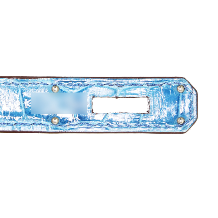 Sac à main Hermes Birkin 35 cm en crocodile porosus bleu Mykonos - Detail D4