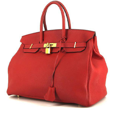 Bolso de mano Hermes Birkin 35 cm en cuero togo rojo