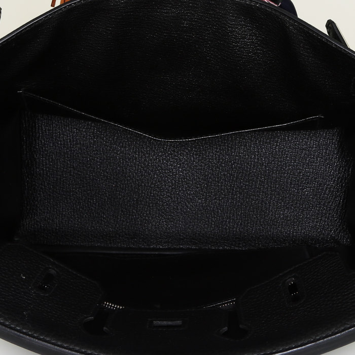 Hermes Birkin 25 cm handbag in black togo leather - Detail D2