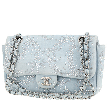 Borsa Chanel  Timeless Classic in tela Bleu Pale