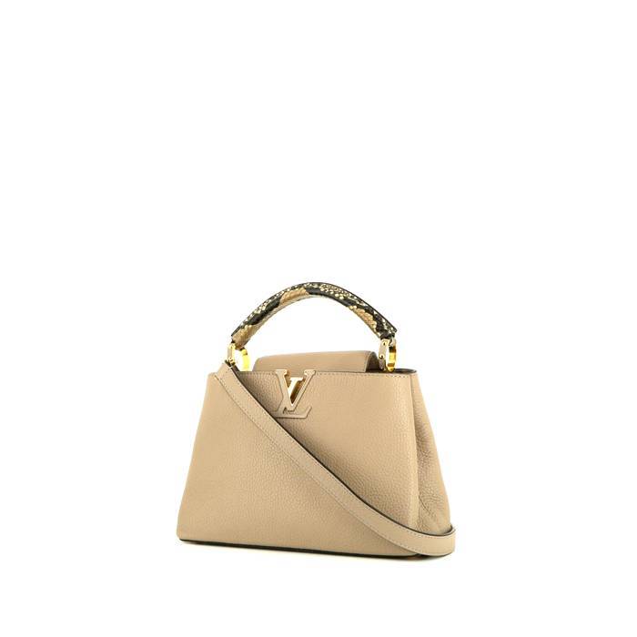 Louis Vuitton Capucines handbag in beige grained leather and grey python - 00pp