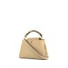 Bolso de mano Louis Vuitton  Capucines BB en cuero granulado beige y piel de pitón gris - 00pp thumbnail