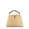 Bolso de mano Louis Vuitton  Capucines BB en cuero granulado beige y piel de pitón gris - 360 thumbnail