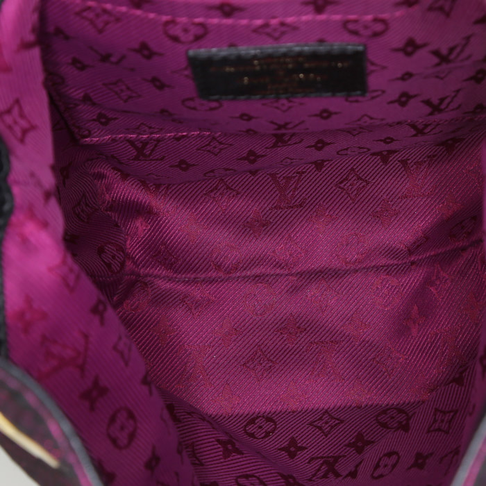 Borsa Louis Vuitton Louis Vuitton Editions Limitées in tela satinata viola e pelle nera - Detail D2